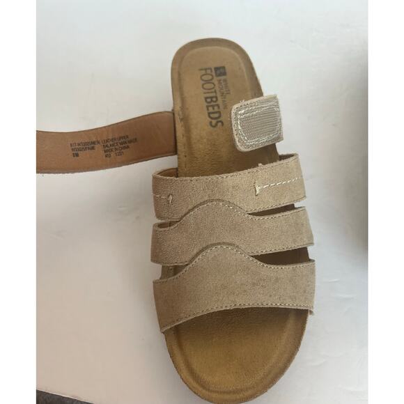 WHITE MOUNTAIN Fame Vegan Beige Suede Comfort Mini Cork Wedge Slide Sandal Sz 8 - Picture 7 of 11